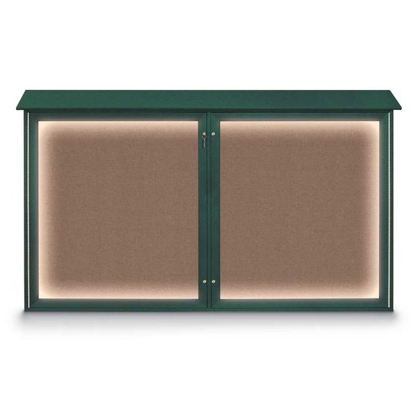 United Visual Products Double Door Enclosed Radius EZ Tack Board, 60"x36", Bronze/Grey UV7004EZ-GREY-BRONZE